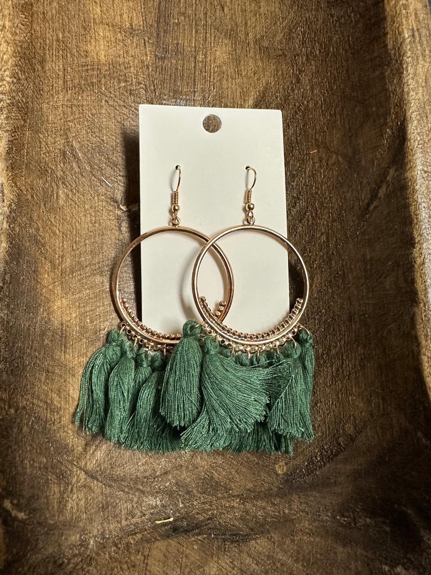 Green Tassel Earrings