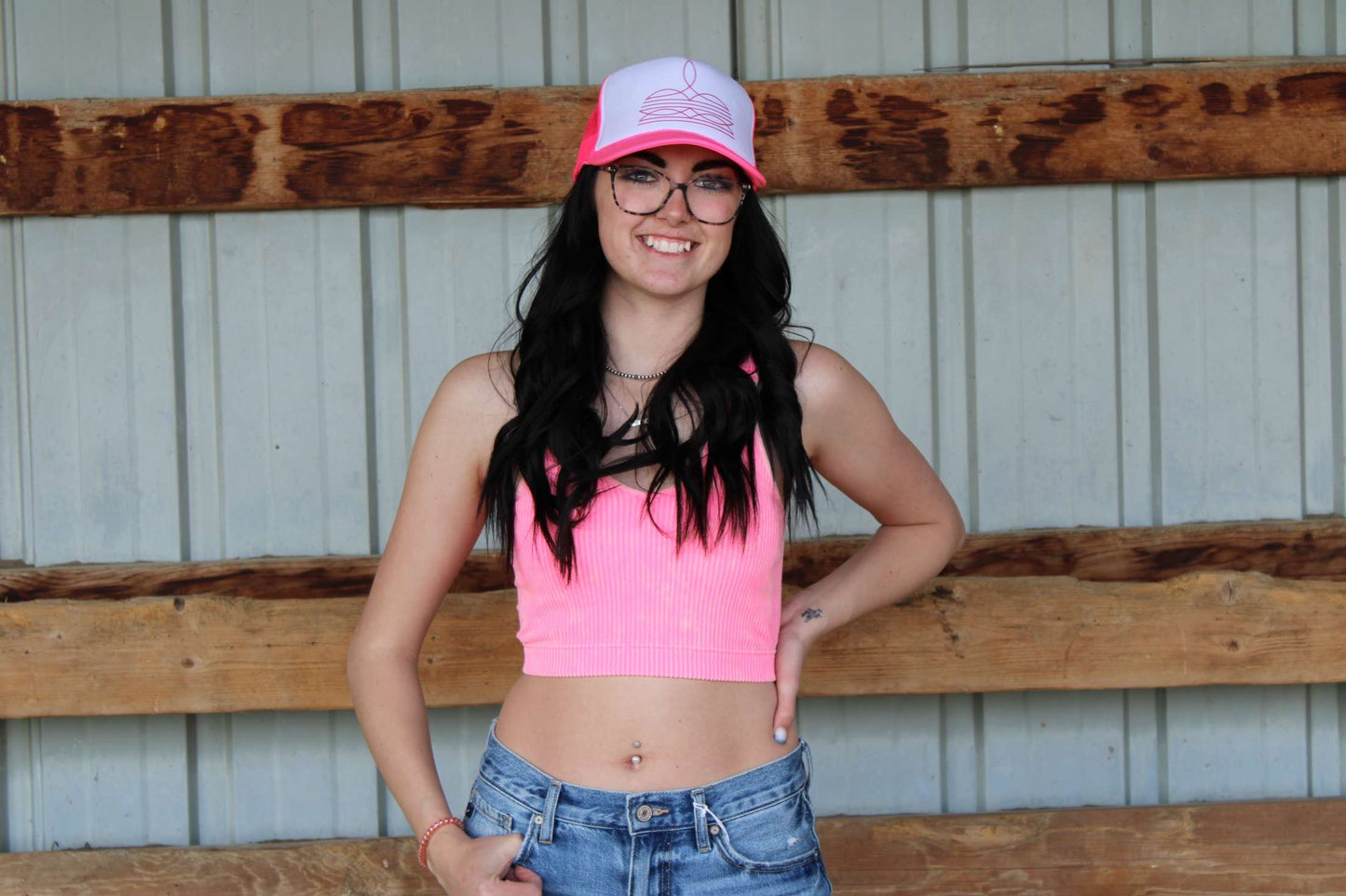 Pink Boot Stitch Hat