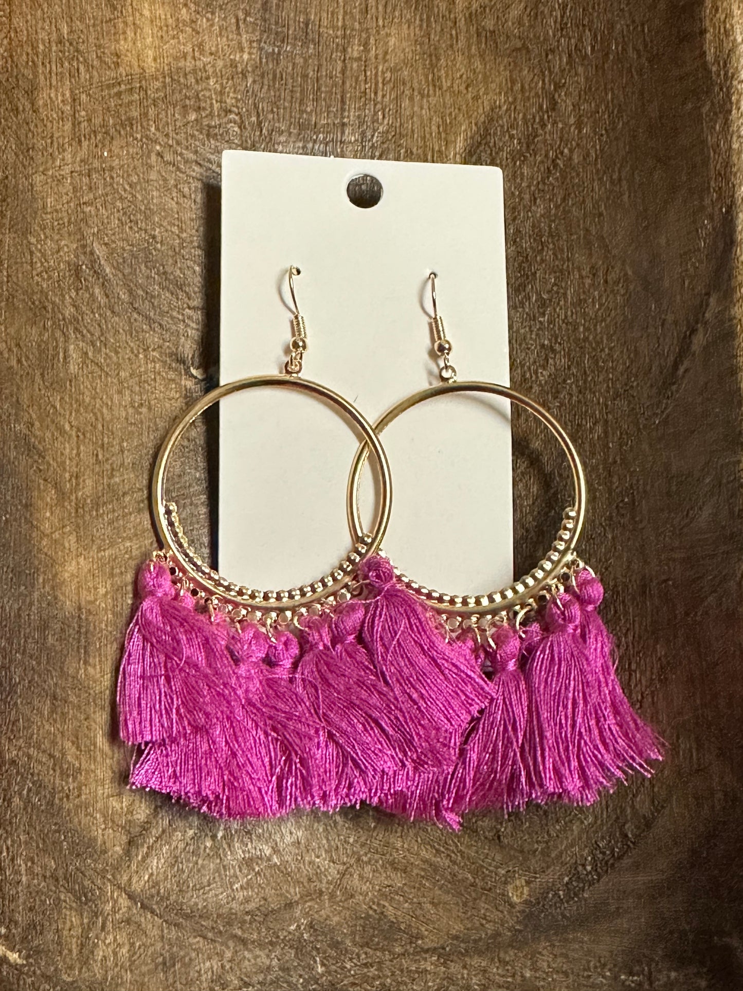 Pink Tassel Earrings