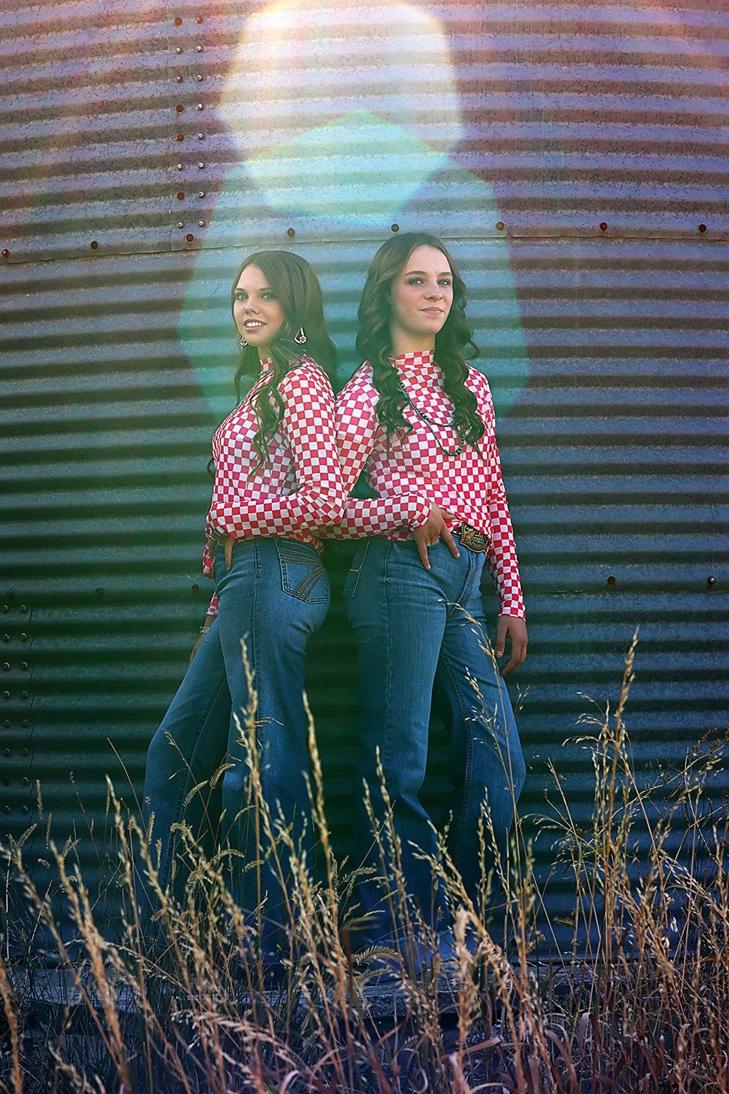 Pink Checkered Mesh Top