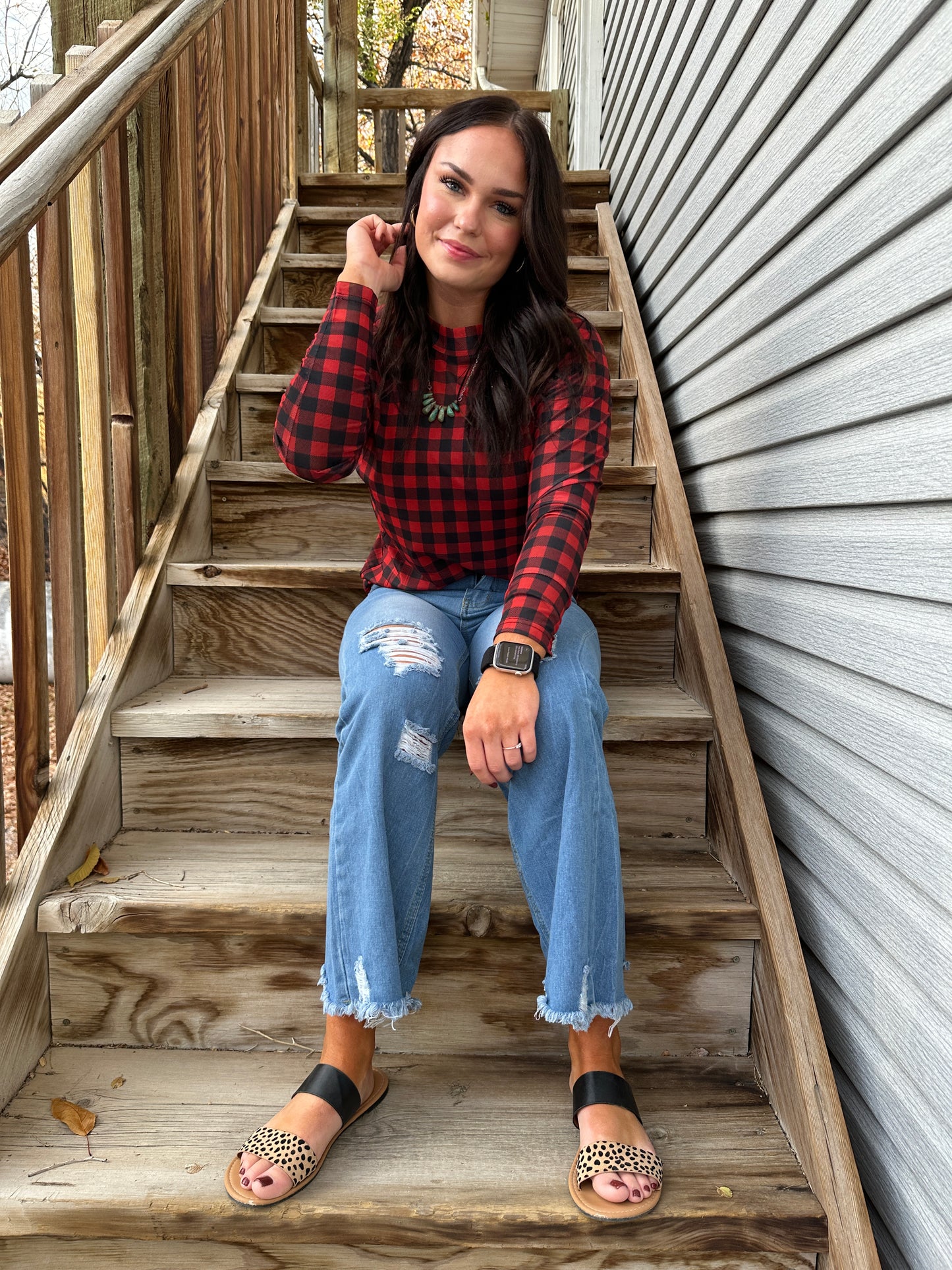 Plaid Mesh Top